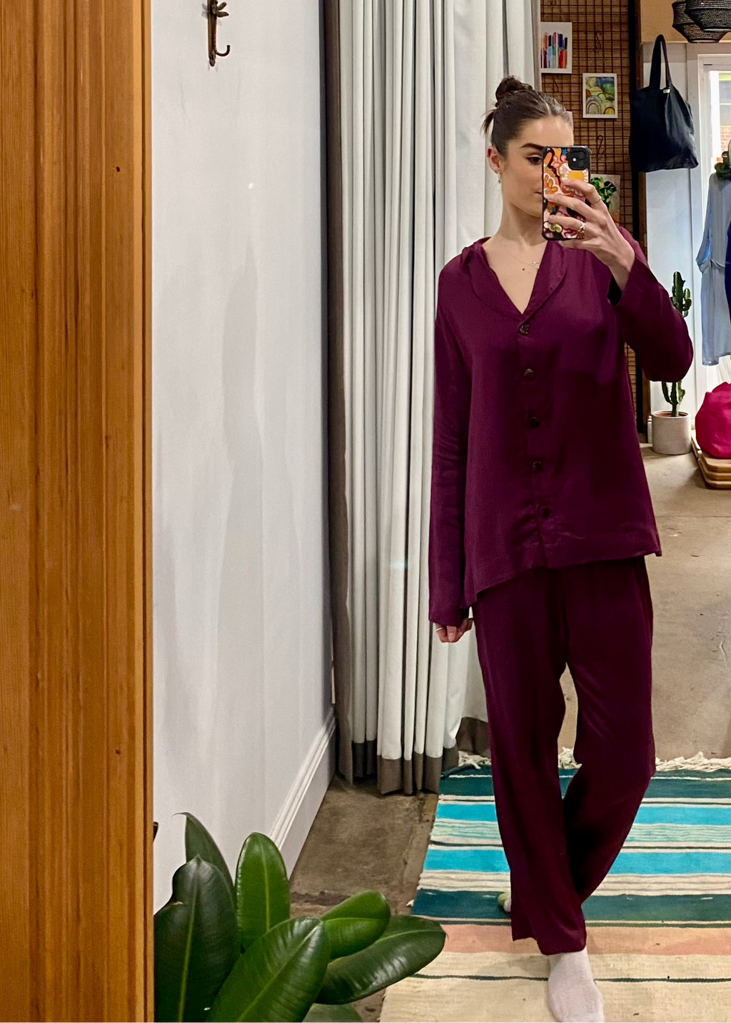 Bamboo Pyjamas: Classic Set in Burgundy-3