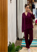 Bamboo Pyjamas: Classic Set in Burgundy-3
