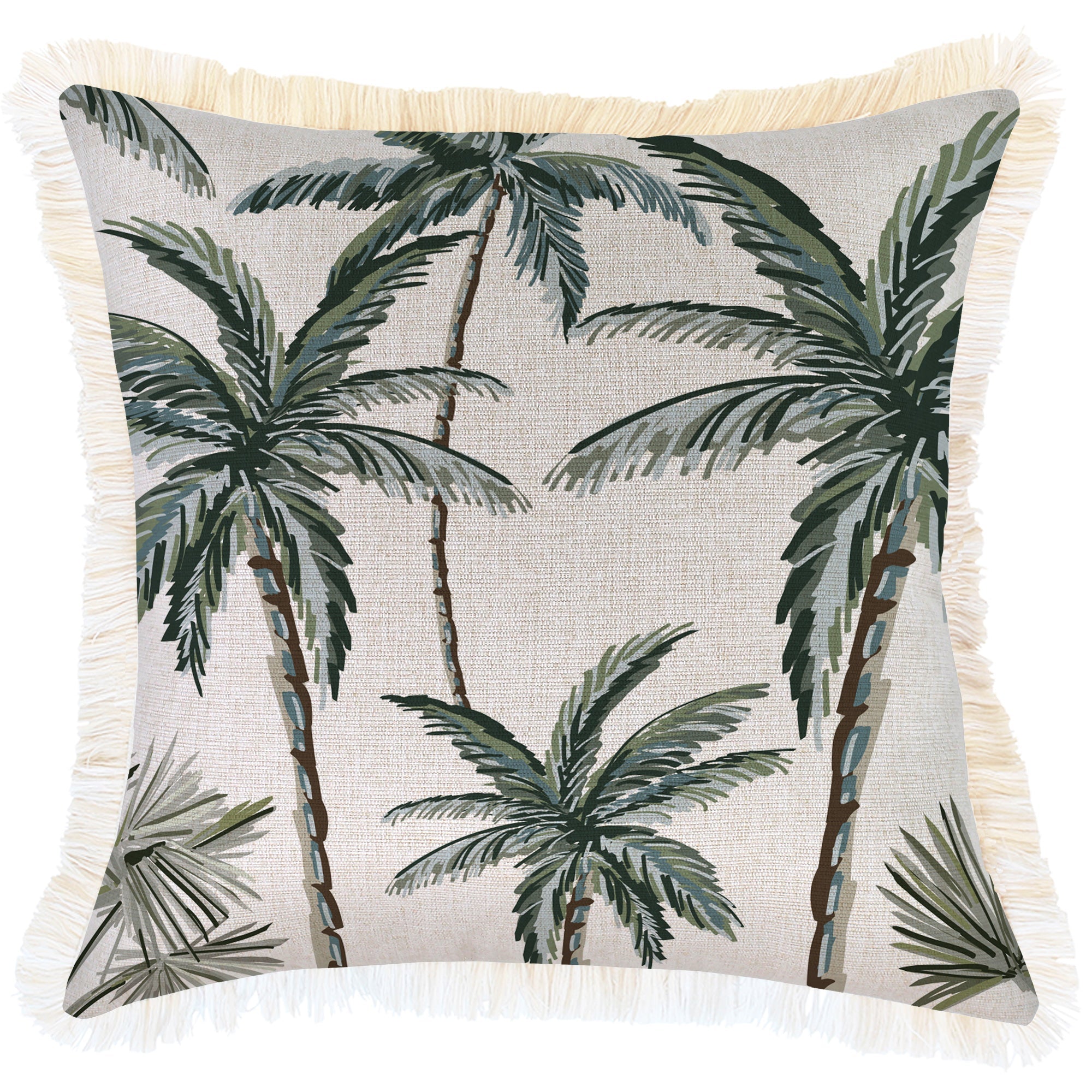 Cushion Cover-Coastal Fringe-Palm Tree Paradise Natural-45cm x 45cm-0
